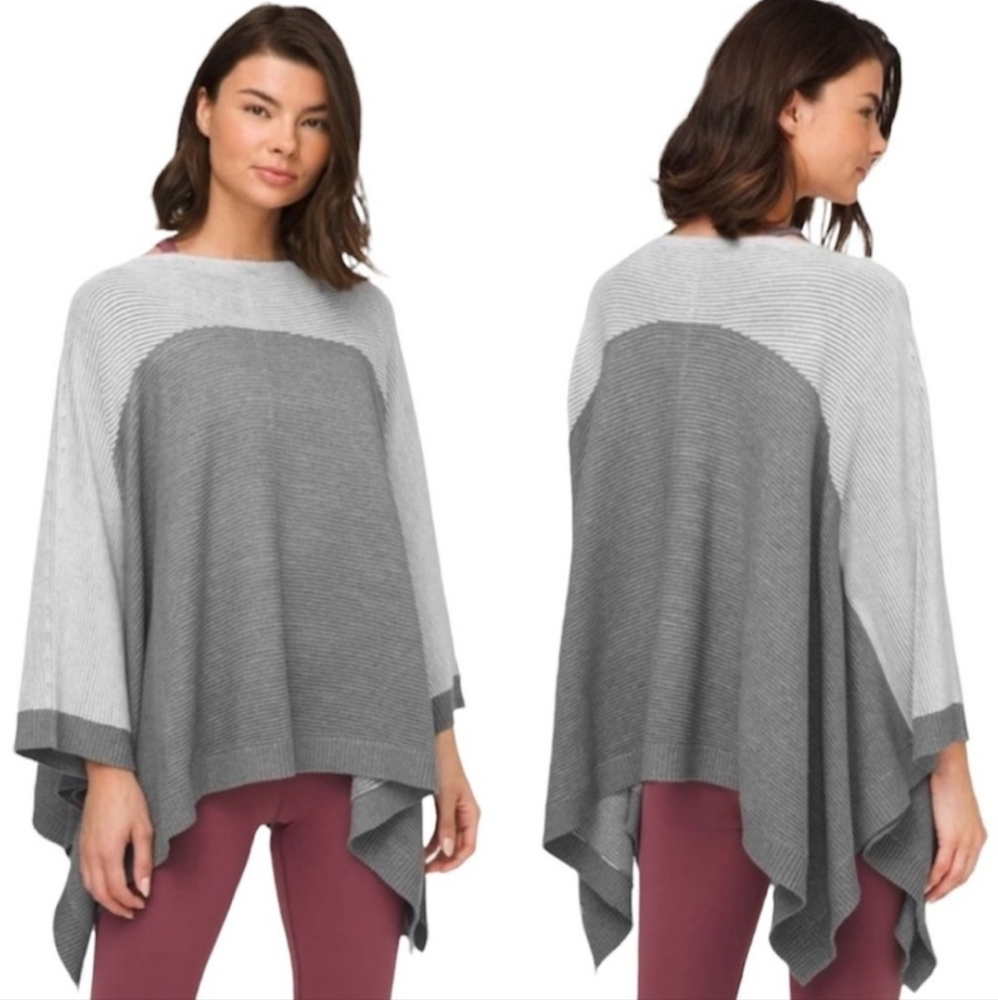 LULULEMON Womens Size‎ OS It All Lines Up Poncho Light Grey Ribbed Knit